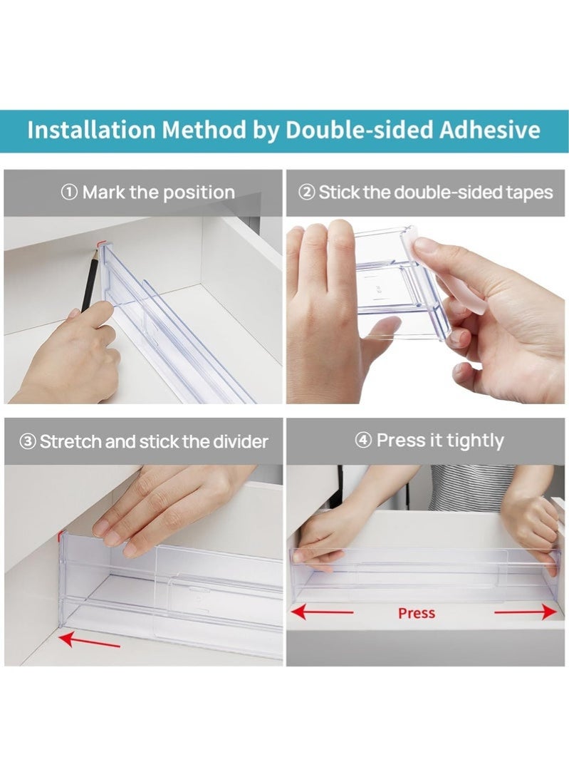 Drawer Dividers Organizers 8 Pack, Adjustable 3.15" High Expandable from 10.8-20.4" Kitchen Drawer Organizer, Clear Plastic Drawers Separators for Clothing, Kitchen and Office Storage - Image 3